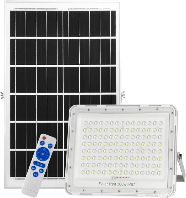 Main image of 300W LED Solar Flood Lights,24000Lumens Street Flood Light Outdoor IP67 Waterproof with Remote Control Security Lighting for Yard, Garden, Gutter, Swimming Pool, Pathway, Basketball Court, Arena