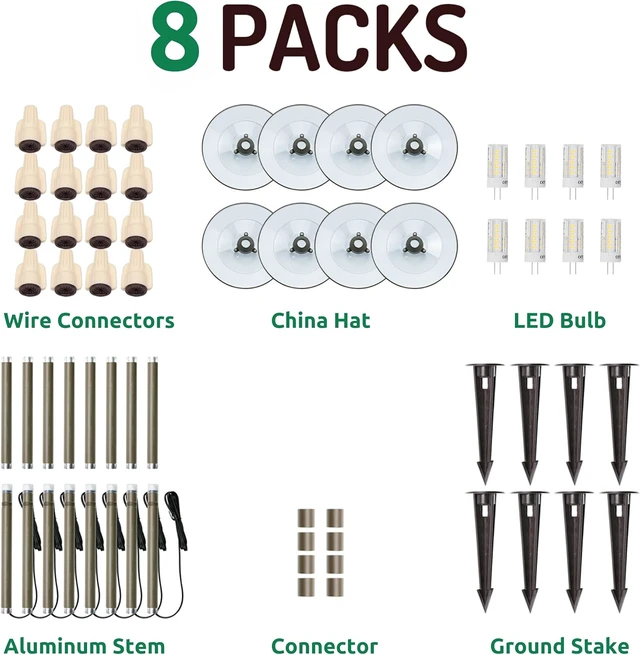 Alt view image 4 of 7 - 3W Landscape Lighting 12V Low Voltage Path Lights Warm White Waterproof Outdoor Replaceable G4 LED Bulb for Garden Pathway Lawn Yard Bronze 8-Pack