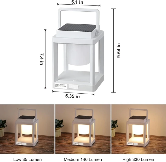 Alt view image 7 of 7 - Solar Lantern Outdoor Table Lamp: Portable Waterproof LED Light - Hanging Solar Lamp Rechargeable Lights for Patio Camping
