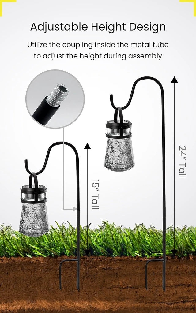 Alt view image 7 of 7 - Home Zone Living 2PK Solar Crackle Glass Lanterns Hanging Light