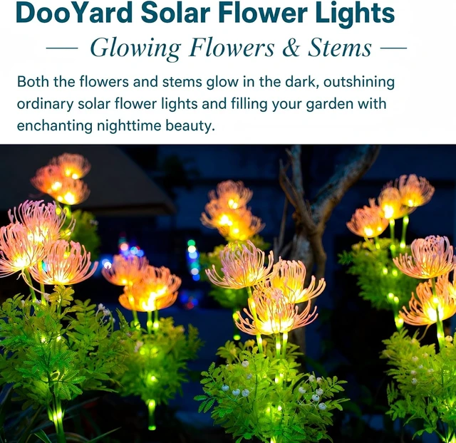Alt view image 3 of 7 - Solar Garden Lights Outdoor, LED Glowing Flower & Stem (4 Pack)