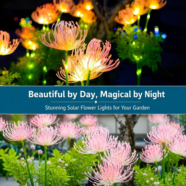 Alt view image 5 of 7 - Solar Garden Lights Outdoor, LED Glowing Flower & Stem (4 Pack)