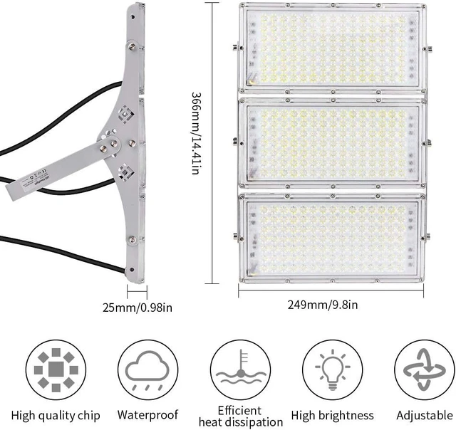 Alt view image 5 of 7 - CHARON 300W LED Flood Light, 24000LM Super Bright Outdoor Security Lights with Wider Lighting Angle, 6000K Daylight White, IP66 Waterproof Outdoor Lighting for Garage, Garden, Lawn, Yard, Parking Lot