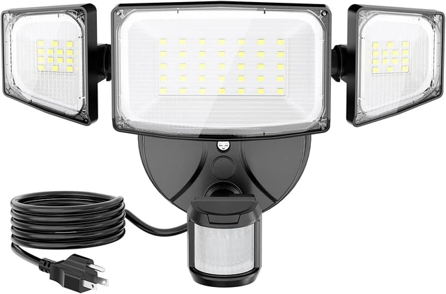 Main image of Olafus 50W Motion Sensor Outdoor Light Plug in, Flood Lights Dusk to Dawn, 5000LM LED Security Light IP65 Waterproof, Motion Activated 6500K PIR Sensor Lighting for Garage Yard Patio Eave, Black