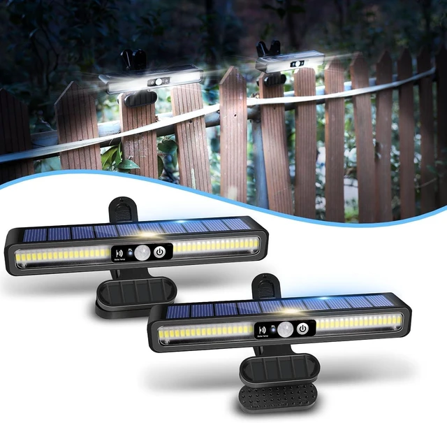 Main image of Clip On Solar Lights Outdoor with PIR Motion Sensor (Black ,2 Pack ,6000K)