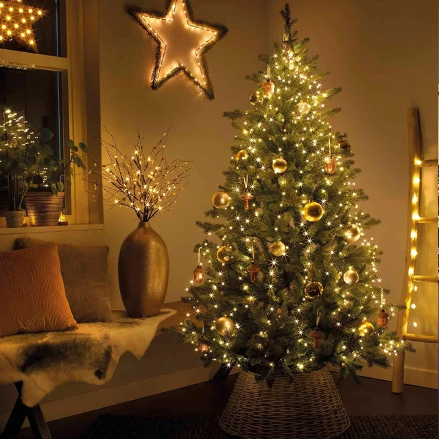 Alt view image 4 of 7 - Dazzle Bright Christmas Tree Lights, 448 LED Waterfall Tree Topper Lights with Remote & 8 Lighting Modes, 8.2FT X 16 Lines Christmas Light for Indoor Outdoor Yard Party Xmas Decoration (Warm White)