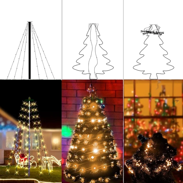 Alt view image 6 of 7 - Dazzle Bright Christmas Tree Lights, 448 LED Waterfall Tree Topper Lights with Remote & 8 Lighting Modes, 8.2FT X 16 Lines Christmas Light for Indoor Outdoor Yard Party Xmas Decoration (Warm White)