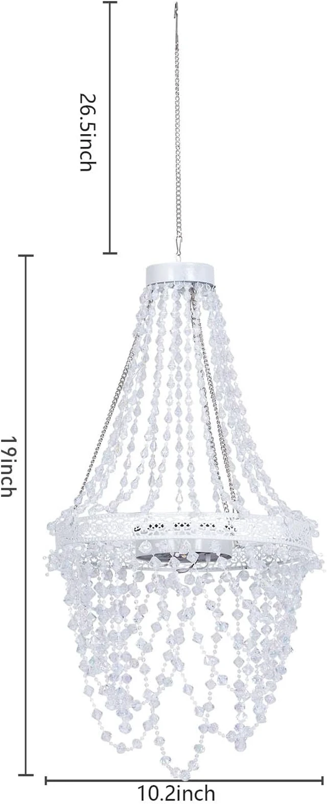 Alt view image 5 of 6 - Solar Hanging Crystal Chandelier Outdoor Decorative Garden Light