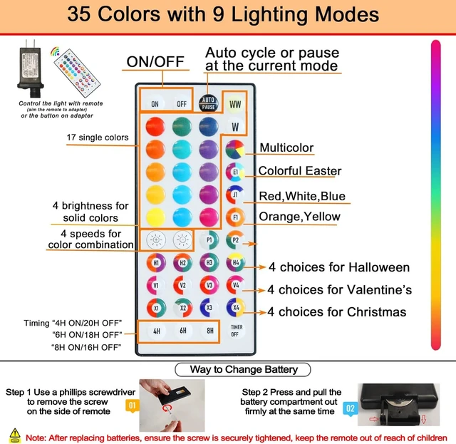 Alt view image 4 of 7 - Pooqla RGB Christmas Net Lights Outdoor Mesh Lights 9.8 x 6.6ft Green Wire