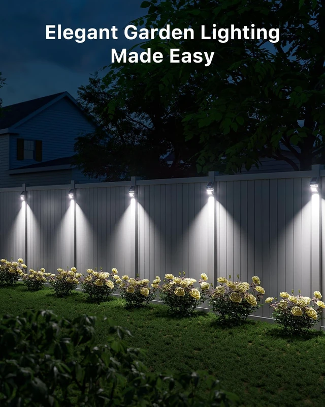 Alt view image 2 of 7 - 4 Pack Metal Solar Fence Lights Cool White Lamp with Motion Sensor