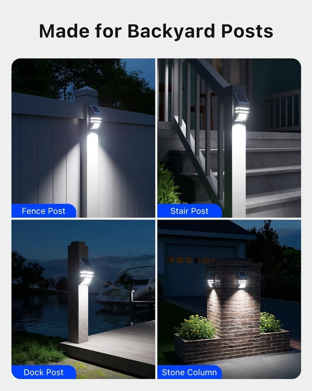 Alt view image 7 of 7 - 4 Pack Metal Solar Fence Lights Cool White Lamp with Motion Sensor