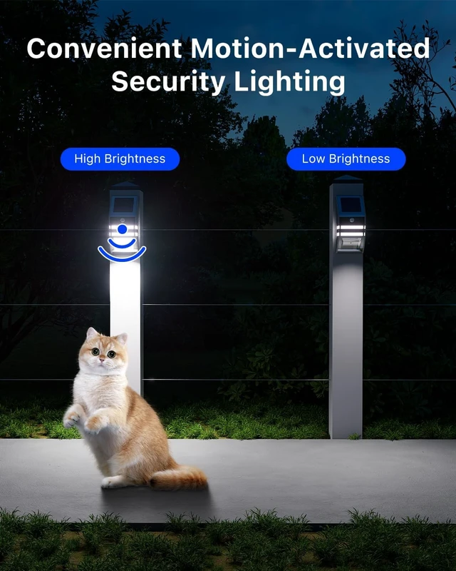 Alt view image 3 of 7 - 4 Pack Metal Solar Fence Lights Cool White Lamp with Motion Sensor