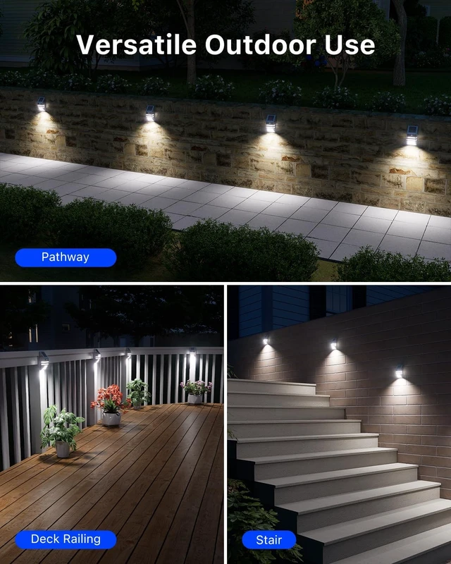 Alt view image 6 of 7 - 4 Pack Metal Solar Fence Lights Cool White Lamp with Motion Sensor