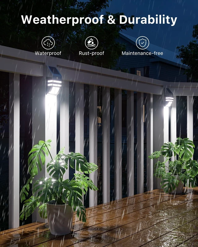 Alt view image 4 of 7 - 4 Pack Metal Solar Fence Lights Cool White Lamp with Motion Sensor