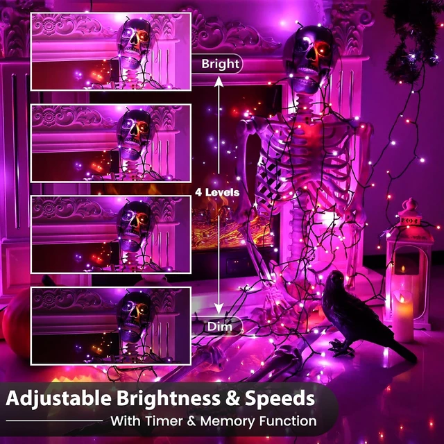 Alt view image 4 of 7 - Toodour Halloween Lights RGB String Light, 131ft 350LED Orange Purple Light