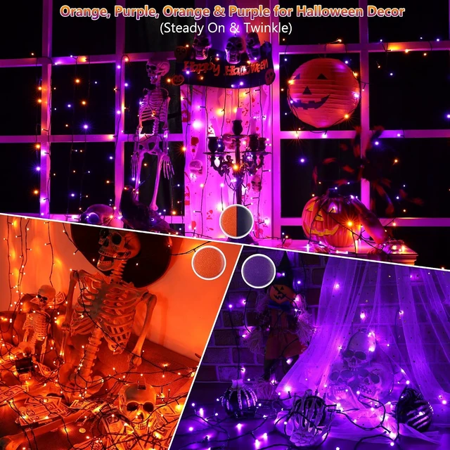 Alt view image 5 of 7 - Toodour Halloween Lights RGB String Light, 131ft 350LED Orange Purple Light