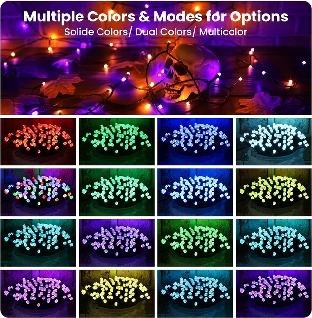Alt view image 6 of 7 - Toodour Halloween Lights RGB String Light, 131ft 350LED Orange Purple Light