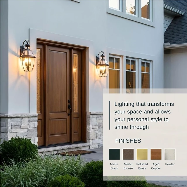 Alt view image 4 of 7 - Quoizel Newbury 20" Outdoor Wall Lantern,Polished Brass