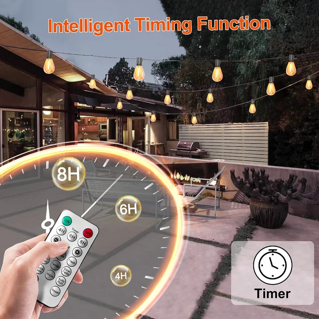 Alt view image 3 of 7 - BLIATLUS 50FT Solar String Lights Outdoor Remote 17 Shatterproof LED Bulbs