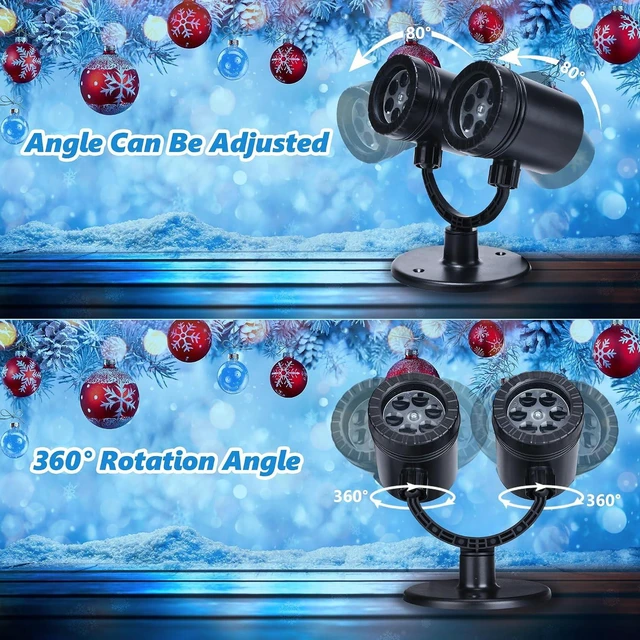 Alt view image 5 of 7 - Toodour Snowflake Christmas Projector Lights Outdoor, Double Head Dynamic Snowflake Projector Lights with Timer, Waterproof Holiday Decorative Lighting- Christmas Light for Yard Wall Indoor Xmas Decor