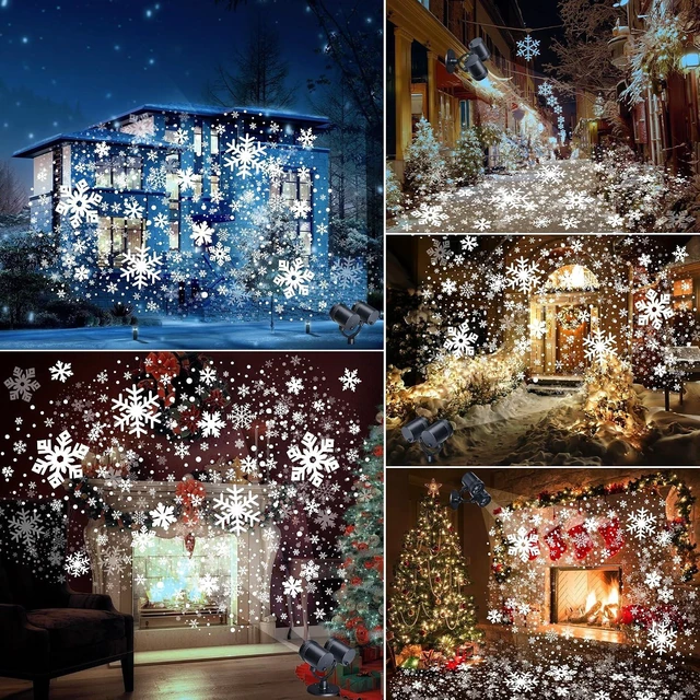 Alt view image 6 of 7 - Toodour Snowflake Christmas Projector Lights Outdoor, Double Head Dynamic Snowflake Projector Lights with Timer, Waterproof Holiday Decorative Lighting- Christmas Light for Yard Wall Indoor Xmas Decor