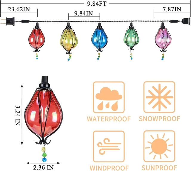 Alt view image 2 of 7 - Vigdur Outdoor String Lights, 10FT Multicolor Patio String Lights Plug-in