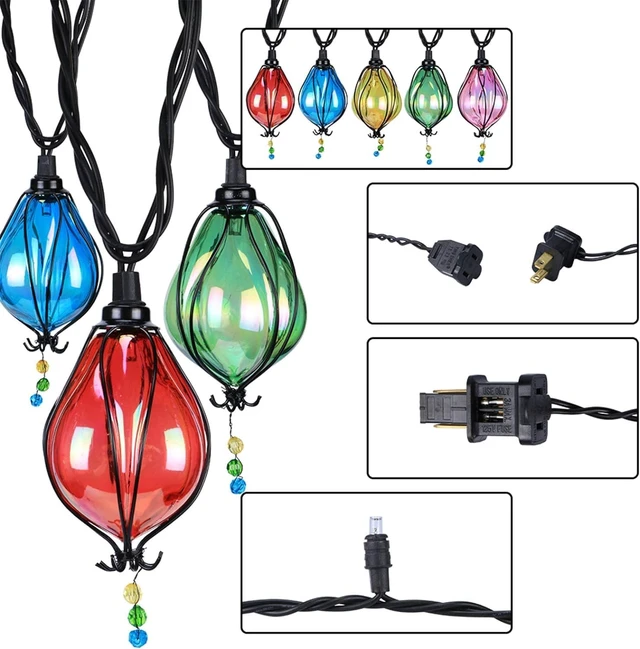Alt view image 3 of 7 - Vigdur Outdoor String Lights, 10FT Multicolor Patio String Lights Plug-in