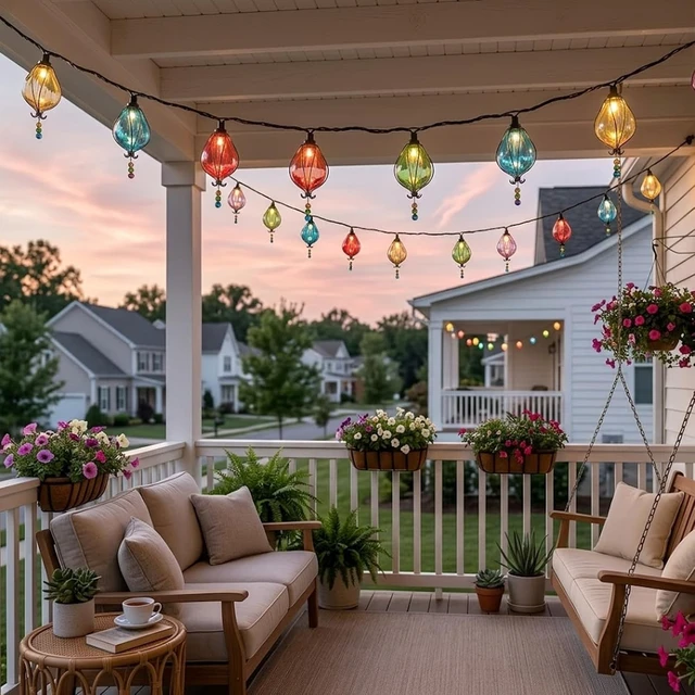 Alt view image 6 of 7 - Vigdur Outdoor String Lights, 10FT Multicolor Patio String Lights Plug-in