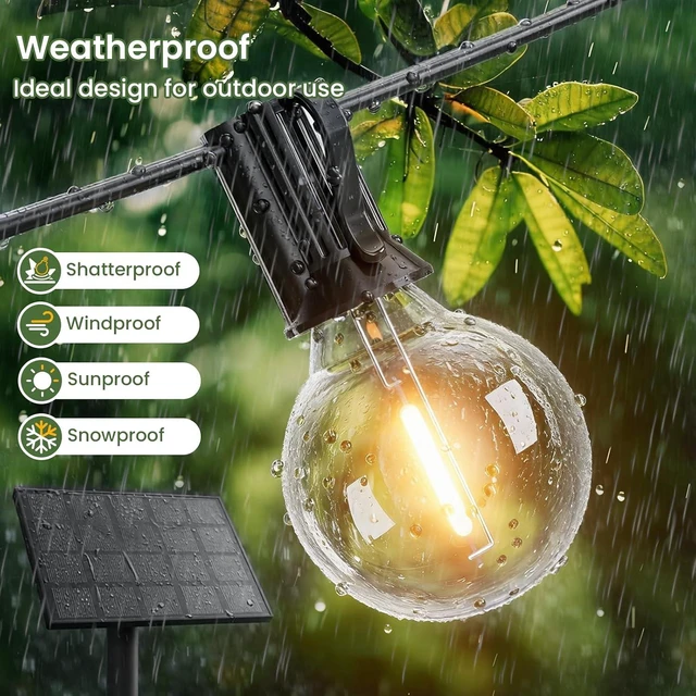 Alt view image 5 of 7 - Svater Solar String Lights Outdoor Waterproof LED 30 FT, Remote Dimmable