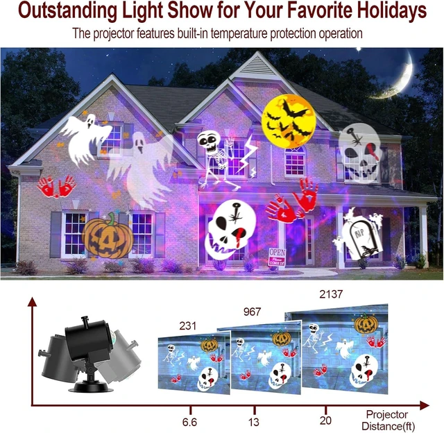 Alt view image 5 of 7 - 2026 Brighter Halloween Projector Lights,FLITI 19HD Slide (Ocean Wave & Patterns),11 Themes Waterproof Holiday Projector with Remote for Halloween,Christmas Decorations Outdoor or Indoors