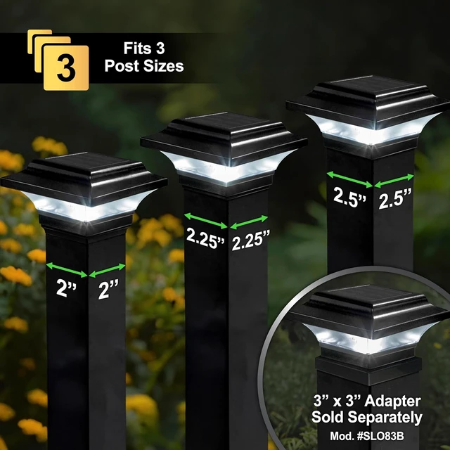 Alt view image 3 of 7 - Classy Caps 2x2 Imperial Solar Post Cap - Fits 2"x2", 2.25"x2.25", & 2.5"x2.5" Deck & Fence Posts - Black Cast Aluminum - Warm/Cool Light Color Modes