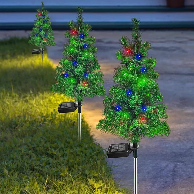 Alt view image 2 of 7 - 6PCS Solar Christmas Tree Garden Stake Lights Waterproof Christmas Decorations Tree Lights Outdoor Xmas Tree Light Christmas décor Pathway Lights Patio Yard6PCS
