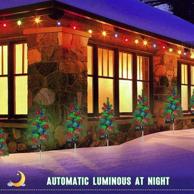 Alt view image 4 of 7 - 6PCS Solar Christmas Tree Garden Stake Lights Waterproof Christmas Decorations Tree Lights Outdoor Xmas Tree Light Christmas décor Pathway Lights Patio Yard6PCS