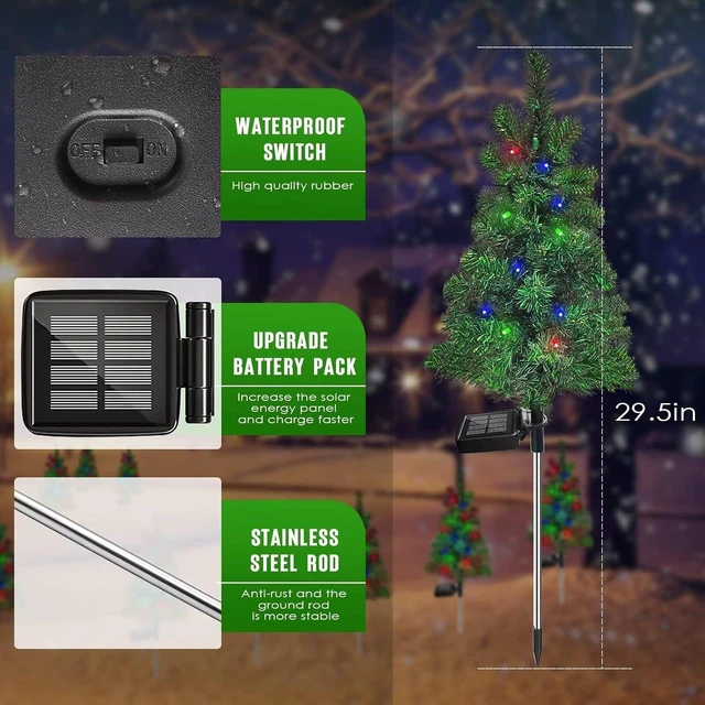 Alt view image 5 of 7 - 6PCS Solar Christmas Tree Garden Stake Lights Waterproof Christmas Decorations Tree Lights Outdoor Xmas Tree Light Christmas décor Pathway Lights Patio Yard6PCS