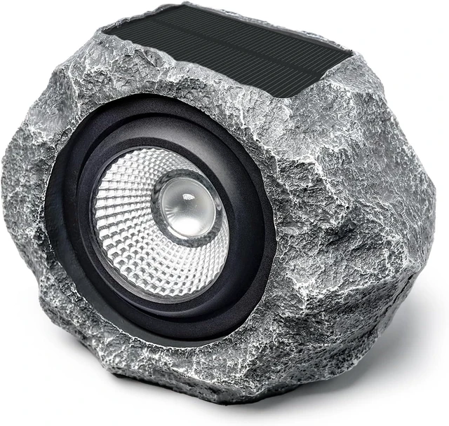 Main image of Solar Rock Lights Outdoor, Gray Faux Rock Landscape Spotlight for Yard