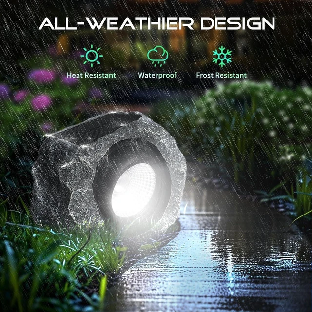 Alt view image 3 of 6 - Solar Rock Lights Outdoor, Gray Faux Rock Landscape Spotlight for Yard