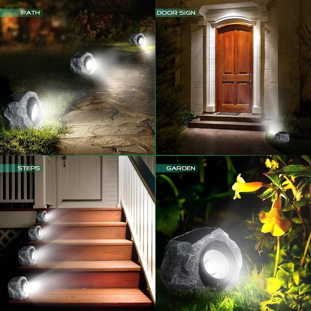 Alt view image 6 of 6 - Solar Rock Lights Outdoor, Gray Faux Rock Landscape Spotlight for Yard