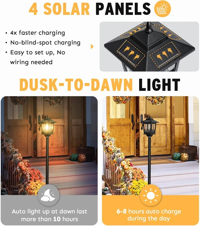 Alt view image 2 of 7 - 63" Solar Lamp Post Light 2 Pack, Solar Post Lights Outdoor
