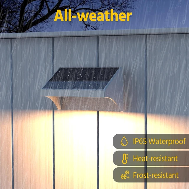 Alt view image 6 of 7 - NIORSUN Outdoor Fence Lights, 24 Pack Waterproof LED Solar Fence Lights with 1500mAh Battery, Warm White/Cool White/RGB, Easy-to-Install Wall Light for Deck, Patio, Railing, Stairs, Backyard White