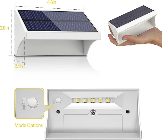 Alt view image 7 of 7 - NIORSUN Outdoor Fence Lights, 24 Pack Waterproof LED Solar Fence Lights with 1500mAh Battery, Warm White/Cool White/RGB, Easy-to-Install Wall Light for Deck, Patio, Railing, Stairs, Backyard White