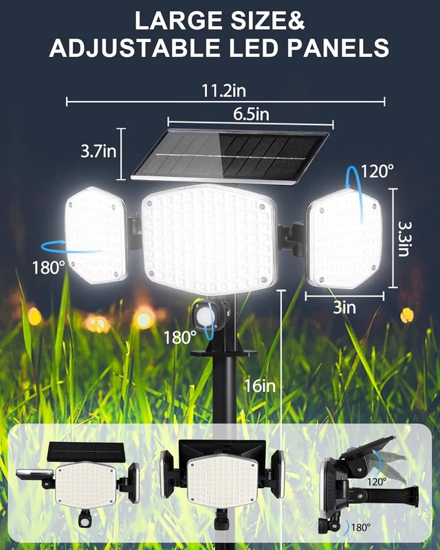 Alt view image 3 of 7 - Solar Motion Sensor Outdoor Lights with Stakes, 2 Pack