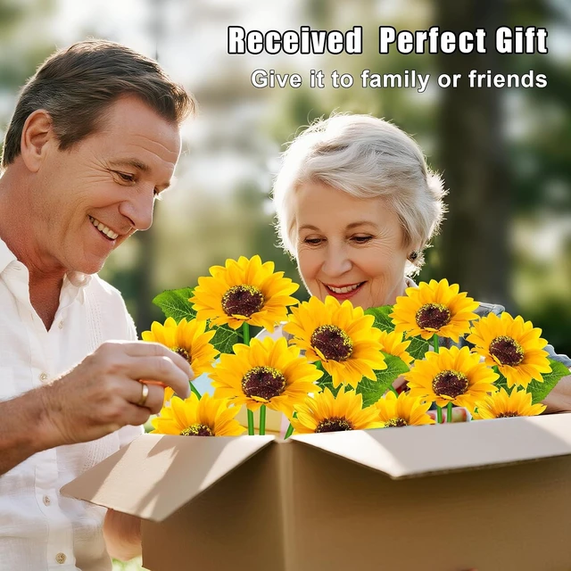 Alt view image 3 of 7 - Solar Sunflower Lights Outdoor Flower Garden Stake Lights,4 Pack 24 Sunflower Waterproof Lights for Outside Party Gardening Gifts Mother's Day for Patio Yard Pathway Party Housewarming Gift