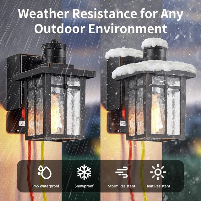 Alt view image 5 of 7 - 2 pack Porch Lights with GFCI Outlet,Dusk to Dawn Motion Sensor Outdoor Lights,3 Lighting Modes Black Front Door Lights,Waterproof Exterior Light Fixture,Outside Wall lamp for House Patio Garage