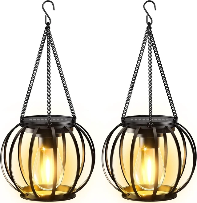 Main image of KOOPER Solar Lanterns Outdoor Waterproof, Upgraded Metal Hanging Solar Lights Outdoor Lanterns, Brighter Auto On/Off Outdoor Hanging Lantern for Yard Patio Pathway Porch Garden Decor 2 Pack
