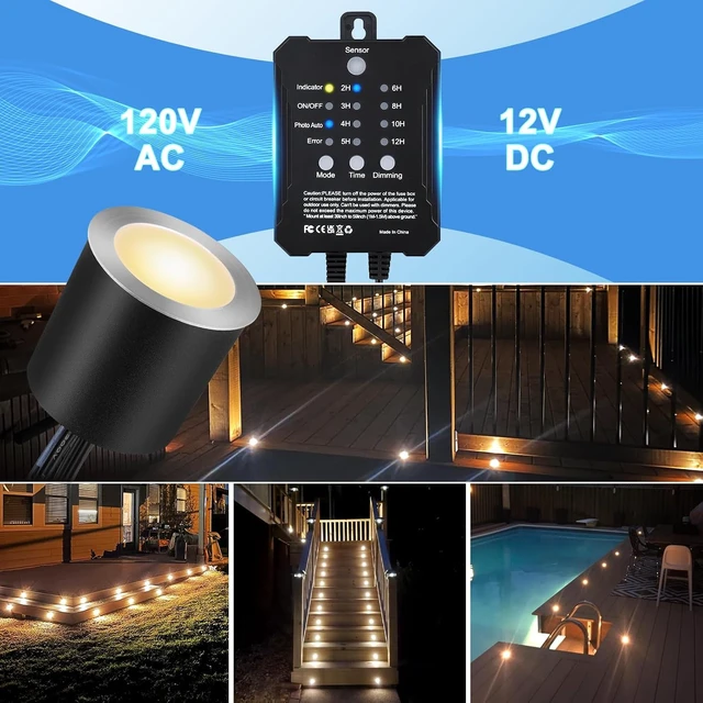Alt view image 3 of 7 - SMY Lighting Dimmable LED Deck Lights with Timer and Photocell Sensor and Protecting Shell 32mm,20Pack Outdoor LED Smart Deck Lighting IP67 Waterproof for Garden,Yard Stair, Patio, Floor Decoration