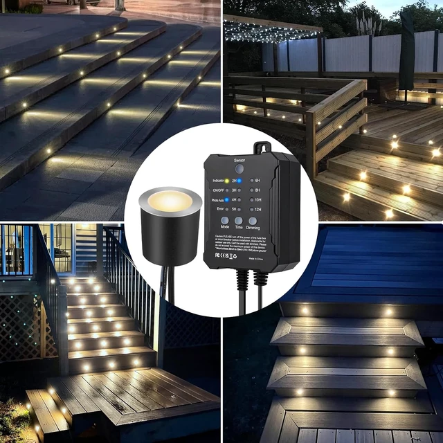 Alt view image 7 of 7 - SMY Lighting Dimmable LED Deck Lights with Timer and Photocell Sensor and Protecting Shell 32mm,20Pack Outdoor LED Smart Deck Lighting IP67 Waterproof for Garden,Yard Stair, Patio, Floor Decoration
