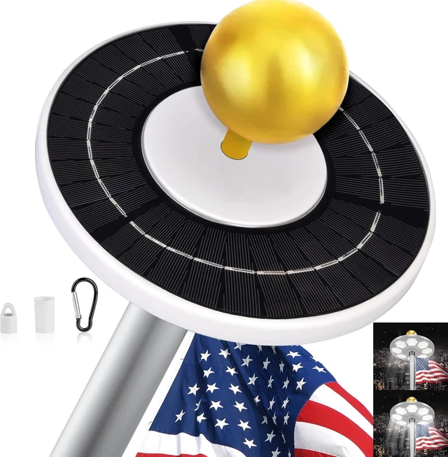 Alt view image 2 of 6 - Solar Flag Pole Light, 160 LED Ultra Bright, 3000Lm Brightness, 18H Runtime