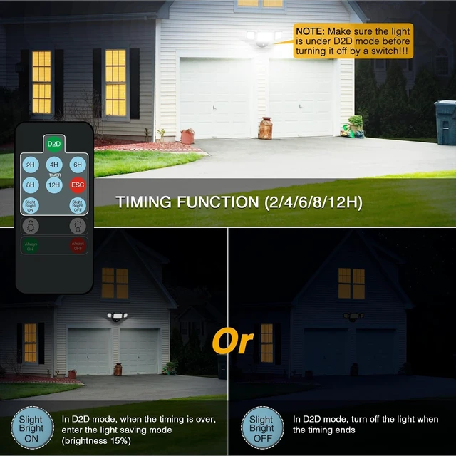 Alt view image 3 of 7 - Onforu Dusk to Dawn Outdoor Lighting,70W Security Lights with Remote,7000LM Flood Lights Outdoor Wired,IP65 Waterproof Lights Fixture,2Modes 3 Adjustable Heads Photocell Light for Garage Patio Yard