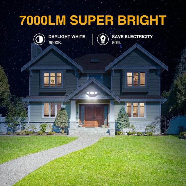 Alt view image 5 of 7 - Onforu Dusk to Dawn Outdoor Lighting,70W Security Lights with Remote,7000LM Flood Lights Outdoor Wired,IP65 Waterproof Lights Fixture,2Modes 3 Adjustable Heads Photocell Light for Garage Patio Yard