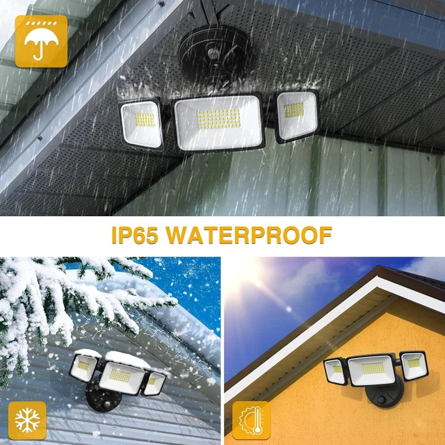 Alt view image 6 of 7 - Onforu Dusk to Dawn Outdoor Lighting,70W Security Lights with Remote,7000LM Flood Lights Outdoor Wired,IP65 Waterproof Lights Fixture,2Modes 3 Adjustable Heads Photocell Light for Garage Patio Yard